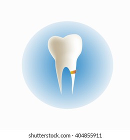 toothache symbol on blue background, Vector illustration.