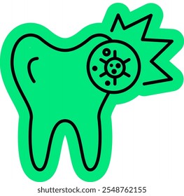 Ícone de dor de dente e infecção dentária