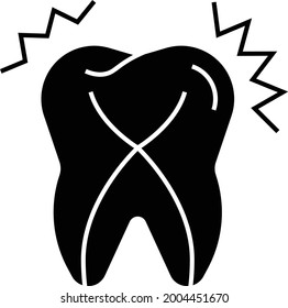 Vector de dolor de dientes, Símbolo de higiene oral, signo endodóntico, ilustración de material dental y ortodoncia, diseño de ícono de infección dolorosa dental, concepto de dientes sensible,