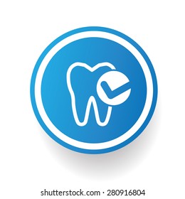 Tooth,blue icon design on white background,clean vector