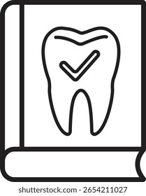 Toothbook icon symbolizing dental manual, oral care record or reference guide with transparent background