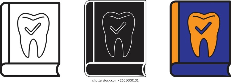 Toothbook icon symbolizing dental manual, oral care record or reference guide with transparent background