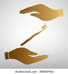 Toothbrush with applied toothpaste portion