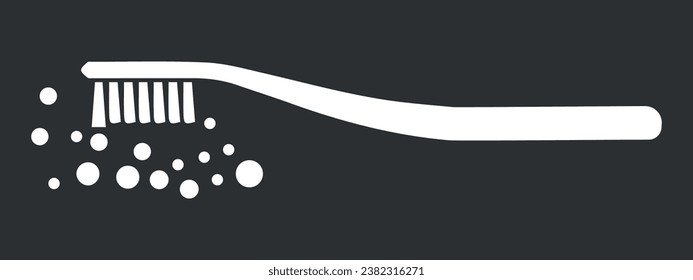 Cepillo de dientes. Insignia. Vector en fondo gris