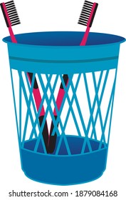 Toothbrush basket ,illustration, vector on white background.