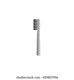 Toothbrush - black vector icon;  halftone illustration