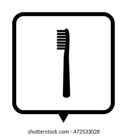 Toothbrush - black vector icon;  message bubble