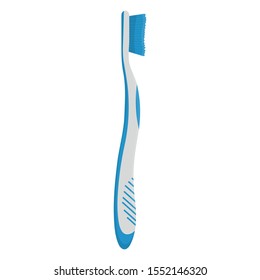 Toothbrush blue color cartoon isolated on white background. Teeth protection, oral care, dental health concept design for toothpaste packaging, poster, banner. Vector illustration for any design.