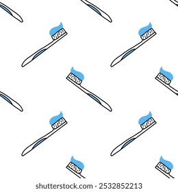Toothbrush cartoon seamless pattern, Vector.