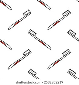 Toothbrush cartoon seamless pattern, Vector.