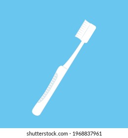 Toothbrush cartoon vector. Toothbrush on blue background.