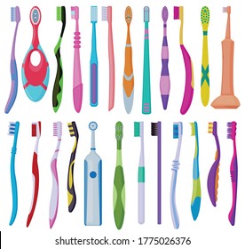 Toothbrush cartoon vector set illustration of icon.Cartoon vector collection icon brush of tooth. Isolated illustration of set toothbrush on white background.