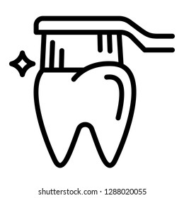 Toothbrush clean tooth icon. Outline toothbrush clean tooth vector icon for web design isolated on white background