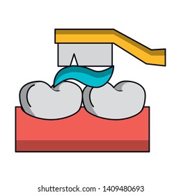 Toothbrush cleaning teeth cartoon vector illustration graphic design