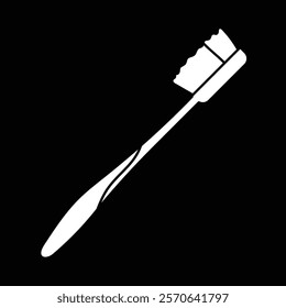 Toothbrush clip art, toothbrush icon, white on black background, clip art toothbrush, toothbrush clip art black and white