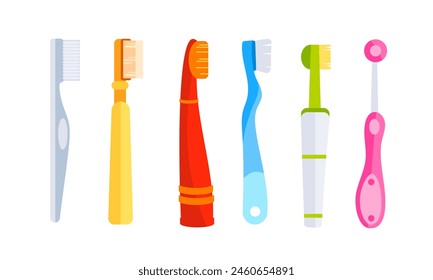 Toothbrush Collection. Mouth cleaning tools. Electric toothbrush. Products for oral hygiene.