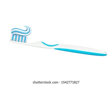 Toothbrush with colored toothpaste, care for the oral cavity and teeth, vector.