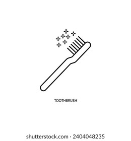 Icono de línea de concepto de cepillo de dientes. Ilustración de elemento simple. Diseño de símbolos de esquema de concepto de cepillo de dientes.