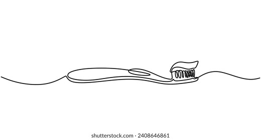 Toothbrush Continuous one line drawing. Brushing teeth care concept. Vector illustration symbol of Oral care center. 