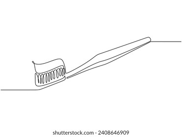 Toothbrush Continuous one line drawing. Brushing teeth care concept. Vector illustration symbol of Oral care center. 