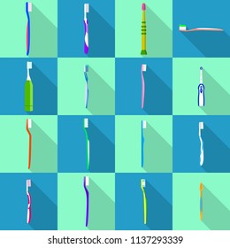 Toothbrush dental icons set. Flat illustration of 16 toothbrush dental icons for web