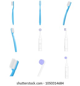 Toothbrush dental mockup set. Realistic illustration of 9 toothbrush dental mockups for web