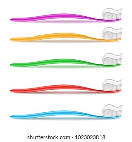 Toothbrush in different colors. tooth brush icon. vector illustration.
