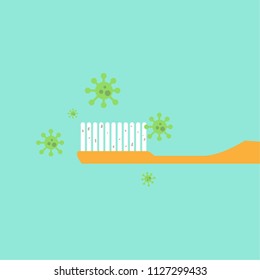 Toothbrush dirty cartoon vector. free space for text. wallpaper. background. disease vector.