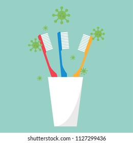 Toothbrush dirty cartoon vector. free space for text. wallpaper. background. disease vector.