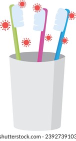 Toothbrush dirty cartoon vector. free space for text. wallpaper. background. disease vector.