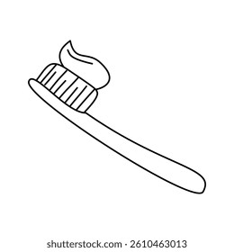 Toothbrush doodle illustration. Isolated on white background