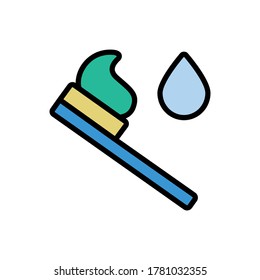 Pincel de dientes, icono de caída. Color simple con elementos de vector de contorno de iconos de aqua para ui y ux, sitio web o aplicación móvil