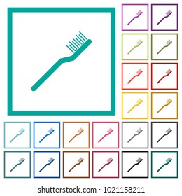Toothbrush flat color icons with quadrant frames on white background