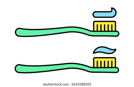 Ícone plano da escova de dentes. Ícones de escova de dentes coloridos.