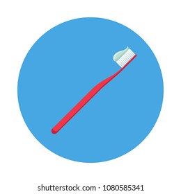 Toothbrush flat icon isolated on blue background. Simple Toothbrush sign symbol in flat style. Hygiene element vector illustration for web and mobile