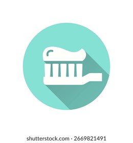 Toothbrush flat icon. Simple illustration with long shadow for graphic and web design.
