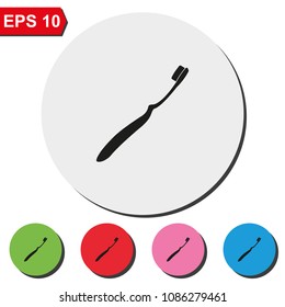 Toothbrush flat round colorful vector icon.
