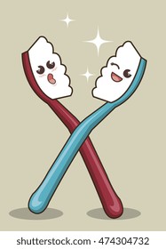 toothbrush funny character icon vector illustration graphic