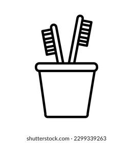 Toothbrush and glass icon,vector illustration. vector toothbrush and glass icon illustration isolated on White background.eps