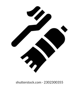 toothbrush glyph icon illustration vector graphic