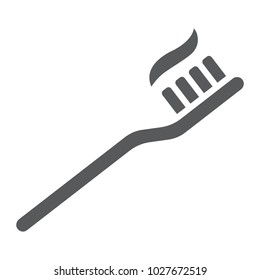 Toothbrush glyph icon, stomatology and dental, care sign vector graphics, a solid pattern on a white background, eps 10.