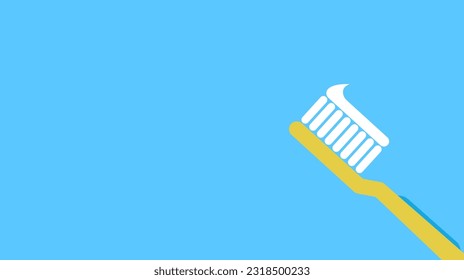Toothbrush graphic vector illustration on blue background with copy space