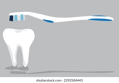 Toothbrush hanging on top of a white tooth
