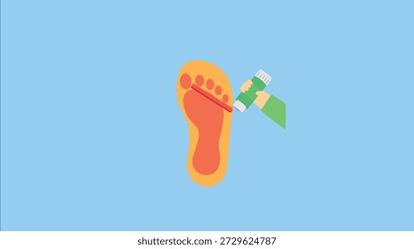 Cepillo de dientes y Ilustración vectorial del pie humano. Diseño de estilo plano.