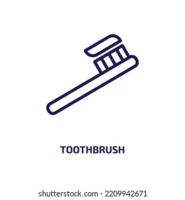toothbrush icon from beauty collection. Thin linear toothbrush, hygiene, equipment outline icon isolated on white background. Line vector toothbrush sign, symbol for web and mobile