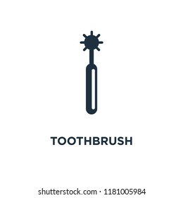 Toothbrush icon. Black filled vector illustration. Toothbrush symbol on white background. Can be used in web and mobile.