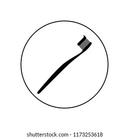 Toothbrush icon in the circle logo on a white background