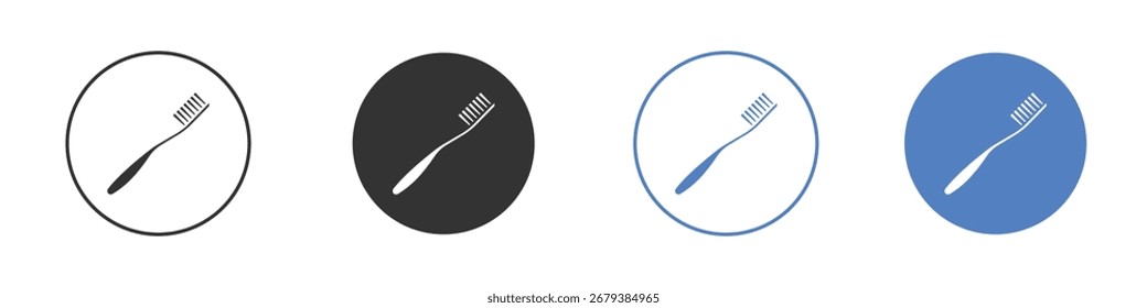 Toothbrush icon collection for app in black and blue colors