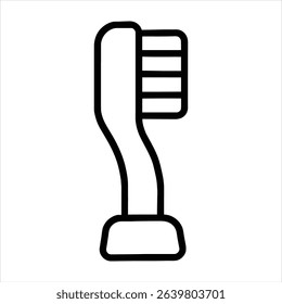 Toothbrush Icon Dental Care Oral Hygiene Teeth Cleaning Healthy Gums Modern Design Outline Style