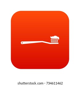 Toothbrush icon digital red for any design isolated on white vector illustration